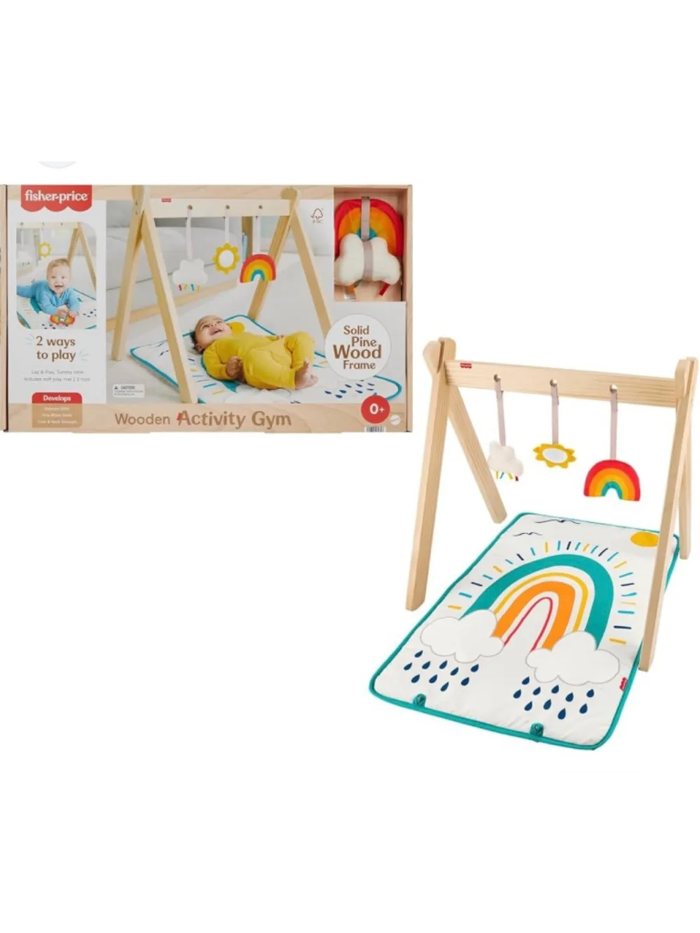 Fisher-Price Baby Wooden Activity Gym Beige Multicolor new in box
